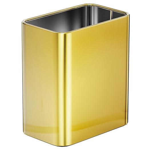Cesun Small Bathroom Trash Can 2.1 Gallon Wastebasket, Modern Metal Garbage Can Office Waste Basket, Gold Stainless Steel Trash Bin for Bedroom, Home Office, Toilet, rv, Near Desk, Under Sink by Cesun