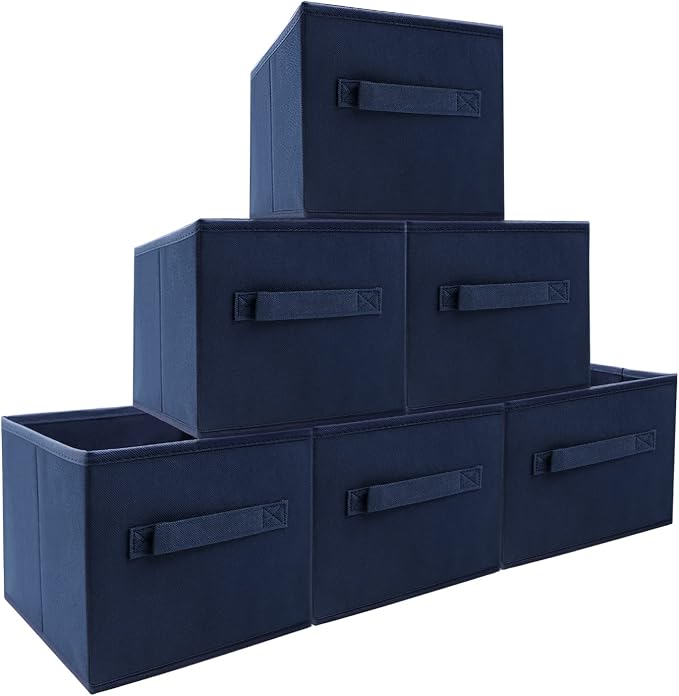 EBIGIC Small Storage Bins,Collapsible Fabric Storage Organizer 9.0"x7.5"x7.5" 6 Pack,Mini Storage Box,fit for closet, living room, bookshelf, Kids clothes and toys storage and organization Blue… - Image 6