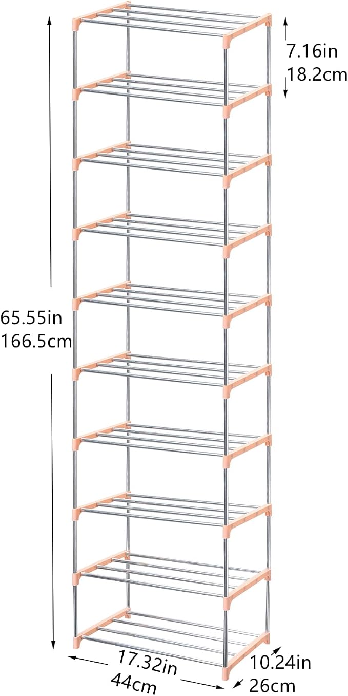 Jucaifu Stackable Small Shoe Rack, Entryway, Hallway and Closet Space Saving Storage and Organization (10-Tier, Pink) - Image 3