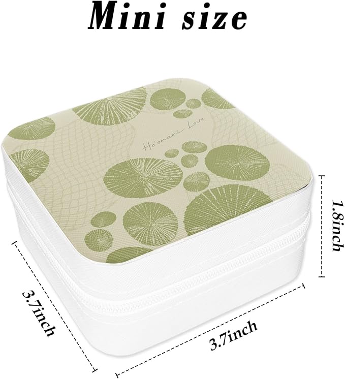White Green Leaves Small Jewelry Box Travel Jewelry Cases for Women Girls Portable Jewellery Organizer Storage White for Ring Pendant Earring Necklace Bracelet Women Gift Birthday Christmas - Image 2