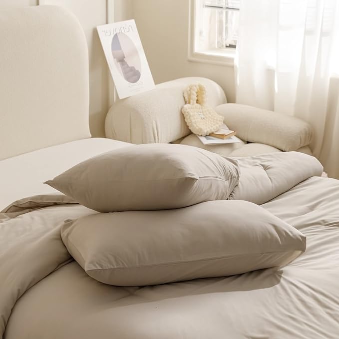 ROSGONIA Oversized King Comforter Oatmeal, 3pcs(1 Boho Comforter & 2 Pillowcases), Lightweight Oversized King Size Comforter Sets All Season Bedding
