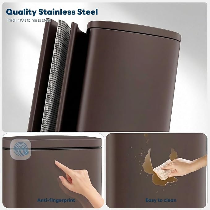 8 Gal Kitchen Trash Can, 30L Recycling or Garbage Bin, Brushed Stainless Steel Waste Basket, Soft&Quiet Close Dustbin, with Step-On Pedal, Removable Inner Bucket, for Home, Office, Living Room - Image 3