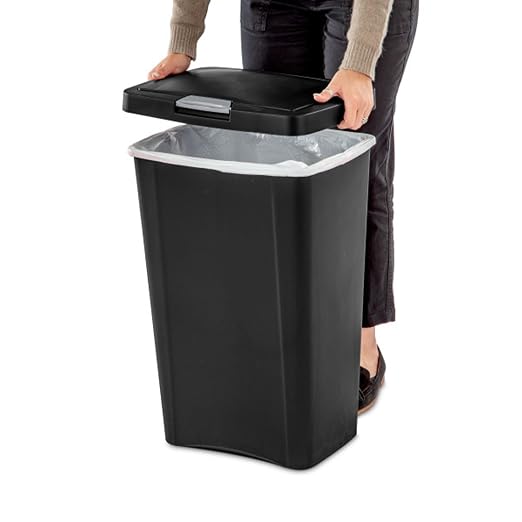 Sterilite 13 Gallon TouchTop Narrow Plastic Wastebasket with Secure Titanium Latch for Kitchen, Bathroom, and Office Use, Black (16 Pack) - Image 8