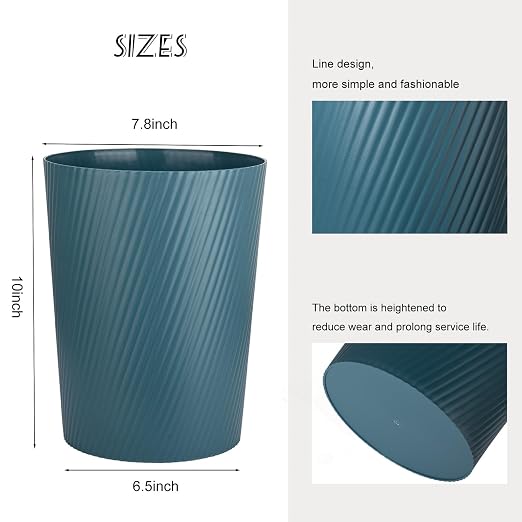 UUJOLY Small Trash Can Wastebasket Garbage Can Container Bins for Bathrooms, Laundry Room, Kitchens, Offices, Kids Rooms, Dorms (Bluish Green) - Image 5