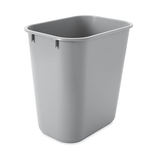 Rubbermaid Commercial Products Deskside Wastebasket/Trash Can, 3.25-Gallon/13-Quart, Gray, Plastic, for Bedroom/Bathroom/Office, Fits Under Desk/Sink/Cabinet by RubbermaidCommercialProducts
