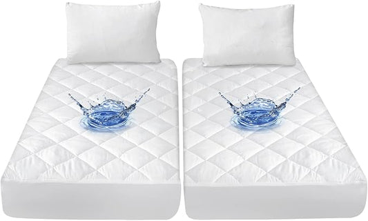 Split King Mattress Topper Protector Pad for Adjustable Bed Cover, Quilted, Breathable, Absorbent, Fitted Sheet Style, Machine Washable