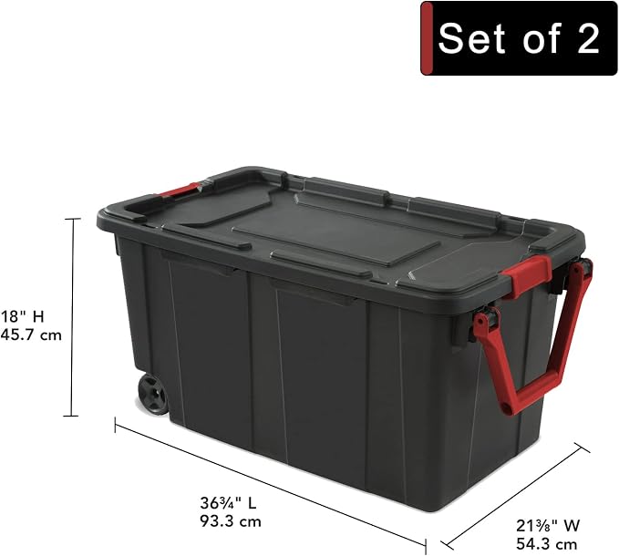 Storage Bins 40 Gallon Heavy-Duty Plastic Storage Bins, 2 Pack Container Totes with Durable Lid and Secure Latching Buckles, Stackable, Tough Storage Containers for Garage and Metal Rack Organizing - Image 2