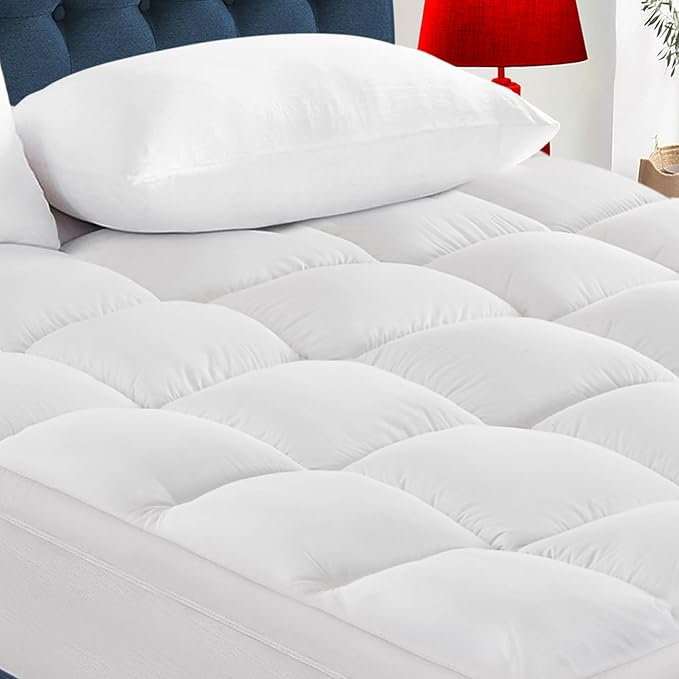 CYMULA Full XL Mattress Topper - Extra Thick Cooling Mattress Pad Cover for Back Pain - Soft Mattress Protector Firm Bed Topper Pillow Top with 8-21 Inch Deep Pocket 3D Snow Down Alternative Fill