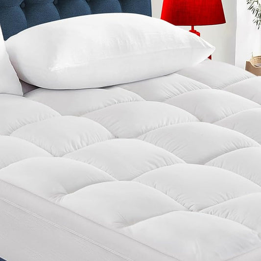 CYMULA Mattress Topper Super Queen Size - Extra Thick Cooling Mattress Pad Cover for Back Pain - Soft Mattress Protector Bed Topper Pillow Top with 8-21 Inch Deep Pocket 3D Snow Down Alternative Fill
