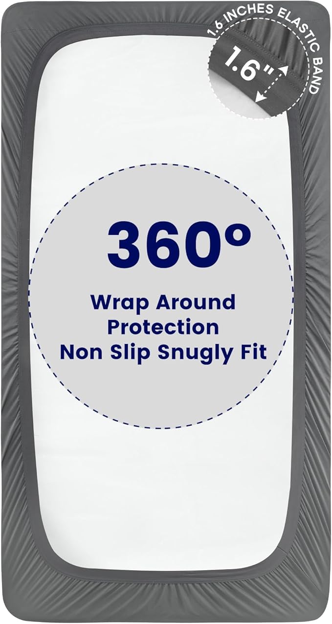 SLEEP ZONE Waterproof Mattress Pad Twin XL, Breathable Mattress Topper Quilted Fitted Cover Protector with Deep Pockets fits 8-21 inch, Gray