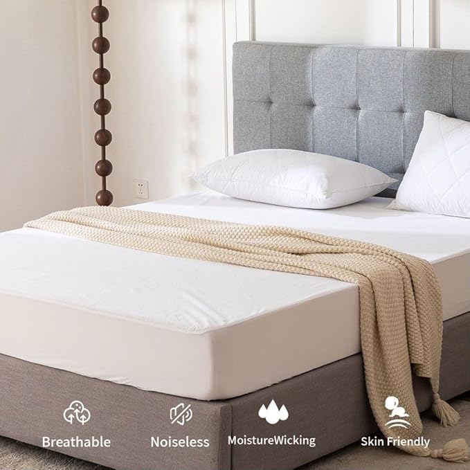 Terry King Size 100% Waterproof Mattress Protector - Absorbent, Noiseless, and Fitted for 18'' Deep Pockets, Terry Cloth Cover, Machine Washable for High Protection