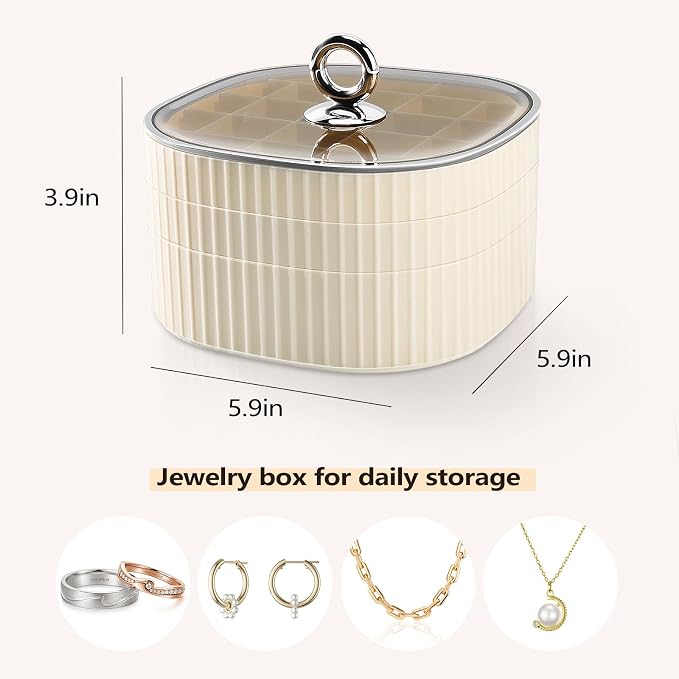 Sunkaioo Earring Organizer,Stackable 3-Layers Clear Jewelry Box with Lid,Stud Earring Organizer for Women Girls,Earring Box Display Holder for Earrings Ring Studs Bracelet Necklace Crafts (Brown) - Image 2