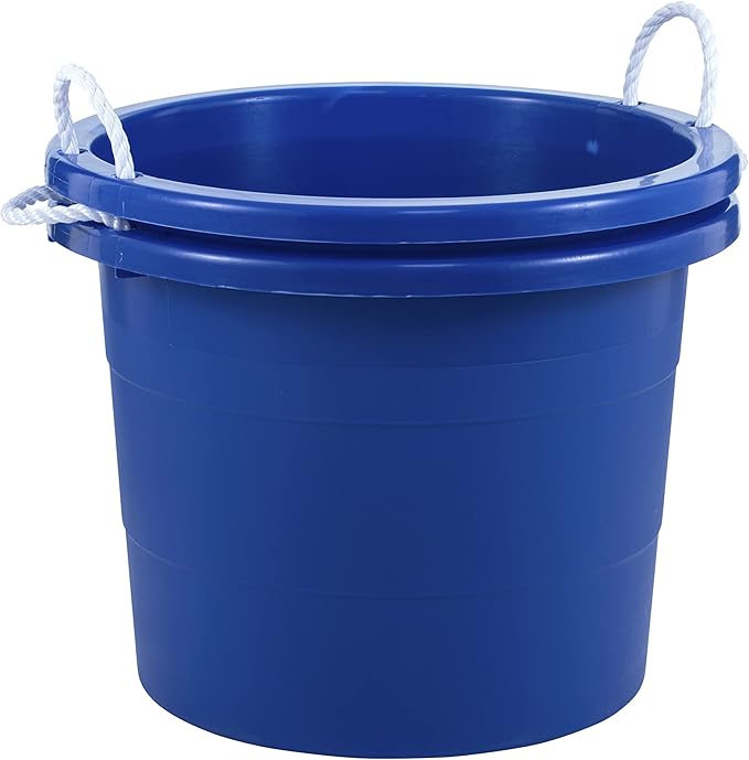 United Solutions Easy-Access Storage Rope Handle Tub, 19 Gallon, Blue, 2 Count (TU0335) by UNITEDSOLUTIONS