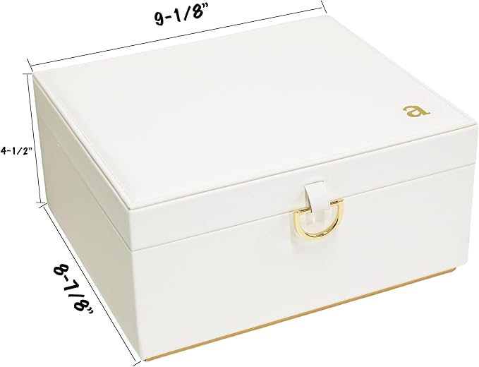 COLLECTIVE HOME - Monogram Jewelry Box with Mirror, Custom Gold Letter Engraving, Elegant Jewelry Organizer with Removable Tray, Gift for Mother’s Day, Girlfriend, Birthday (s) - Image 2