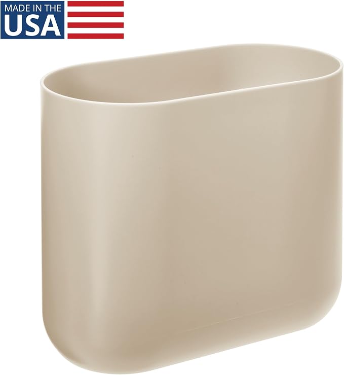iDesign Small Slim Plastic Bathroom Trash Can, Garbage Can for Bedroom, Office, Desk, Dorm, Brown - Image 2