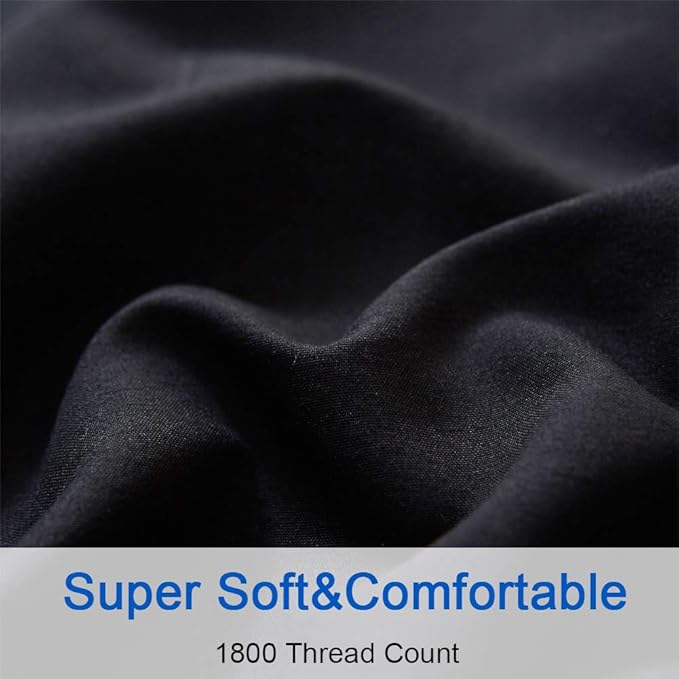 SONORO KATE Bed Sheet Set Super Soft Microfiber 1800 Thread Count Luxury Egyptian Sheets 18-Inch Deep Pocket Wrinkle and Hypoallergenic-3 Piece(Twin XL Black)