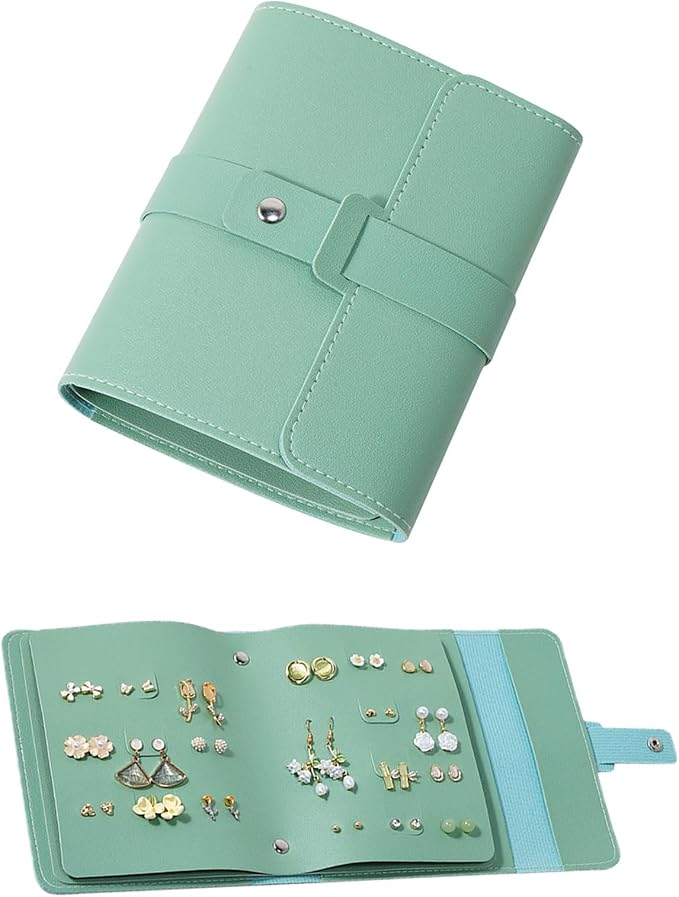 LAKE OF FIRE Earring Holder Organizer with Foldable Book Design Jewelry Book Organizer, Portable Pu Leather Travel Earring Case(Green) by LAKEOFFIRE