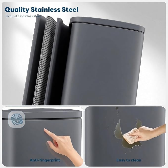 8 Gal Kitchen Trash Can, 30L Recycling or Garbage Bin, Brushed Stainless Steel Waste Basket, Soft&Quiet Close Dustbin, with Step-On Pedal, Removable Inner Bucket, for Home, Office, Living Room - Image 3