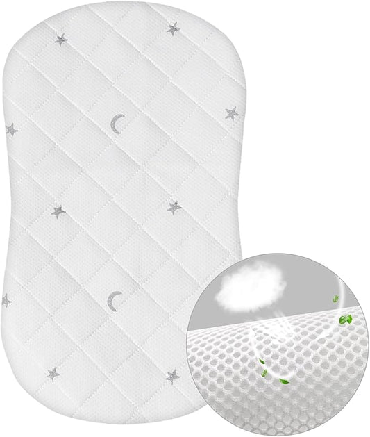 Waterproof Bassinet Mattress Pad Cover Compatible with Halo Bassinest Swivel, Glide Sleeper, Waterproof Bassinet Mattress Protector, Breathable Proven to Reduce Suffocation Risk, Grey Star