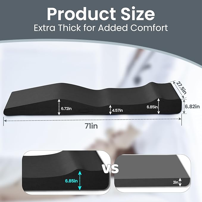 Ergonomic Lash Bed Topper, High-Density Foam Massage Table Topper with Plush Removable Cover, Non-Slip Massage Table Pad for Salon, Spa, Facial,Lash Extension Beds, 71"x28" (Black)
