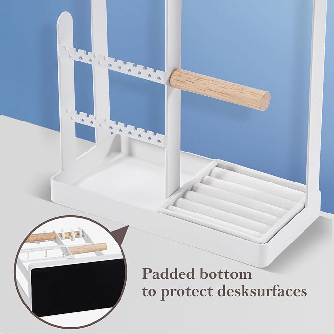 ProCase Jewelry Organizer Jewelry Stand Jewelry Holder Organizer, 4-Tier Necklace Organizer with Ring Tray, Large Aesthetic Jewelry Tower Storage Rack Tree for Bracelets Earrings Rings -Large, White - Image 4