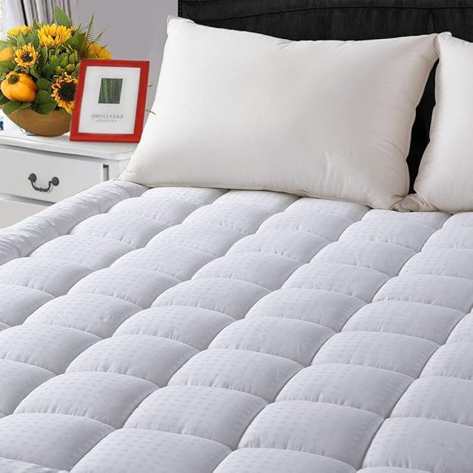 LEISURE TOWN Cotton Mattress Pad Twin XL Size Fitted Quilted Mattress Cover Pillow Top Mattress Topper Cooling Soft Breathable Mattress Protector with 8-21 Deep Pocket,Machine Washable (39x80 White)