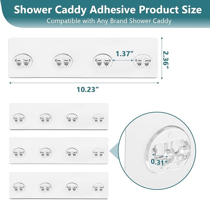 4 Pack Shower Caddy Adhesive Replacement, Strong Shower Shelf Adhesive Hooks for Corner Shelf Basket, Bathroom Rack, Kitchen Rack and Soap Holder - Image 5