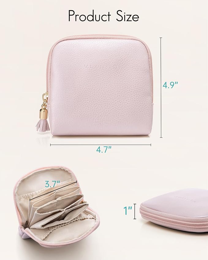 VLANDO Small Jewelry Travel Case,Jewelry Pouch Bags with Zipper,Velvet Jewelry Organizer Storage Bag for Bracelet Rings Earring Travel Essentials Gifts for Women Girl-Pearl Pink - Image 3