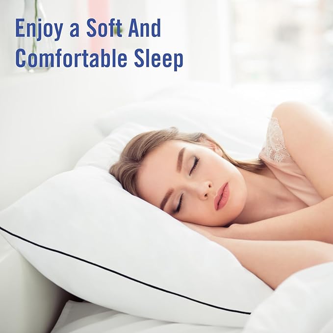 Vorouhals Hotel Collection Bed Pillows for Sleeping 2 Pack Standard Size Cooling Pillows Set of 2 for Back, Stomach or Side Sleepers, Super Soft Down Alternative Microfiber Filled Pillows