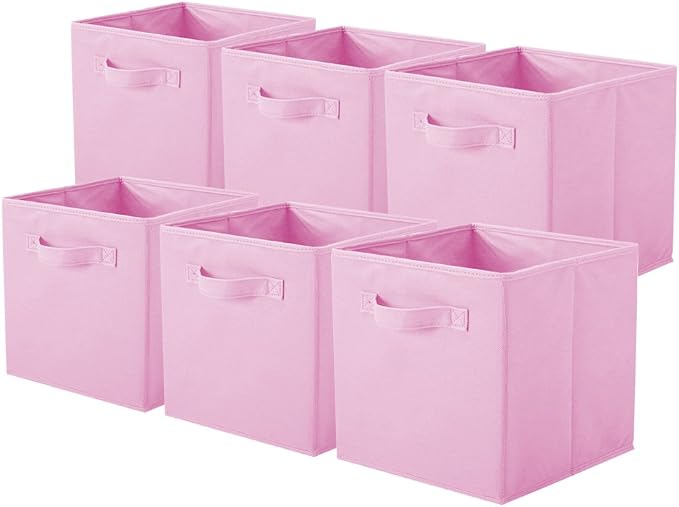 ShellKingdom Storage Bins, Foldable Fabric Storage Cubes And Cloth Storage Organizer Drawer For Closet And Toys Storage, 6 Pack (Pink) by ShellKingdom