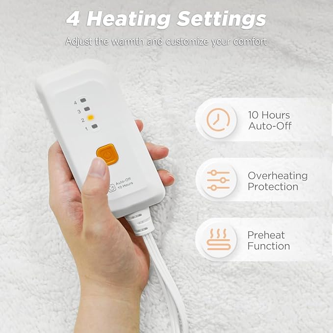Heated Mattress Pad Mini Twin Size - Single Control Electric Mattress Pad with 4 Heat Settings & 10 Hour Auto Off, Fast Heating Bed Warmer Mattress Deep Pocket Machine Washable,31"x 55"