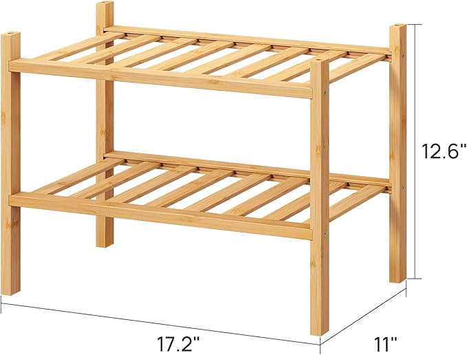 viewcare Small Shoe Rack, 2-Tier Shoe Rack for Entryway, Bamboo Wood Shoe Shelf for Closet & Hallway, Long 17.2IN | Beautiful | Functional | Sturdy | Durable - Image 3