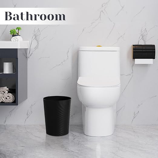 UUJOLY Bathroom Small Trash Can with Trash Bag Plastic Garbage Can Round Waste Basket for Bathrooms, Laundry Room, Kitchens, Offices, Kids Rooms, Dorms, 1.8 Gallons, 3 Pack (Black) - Image 5