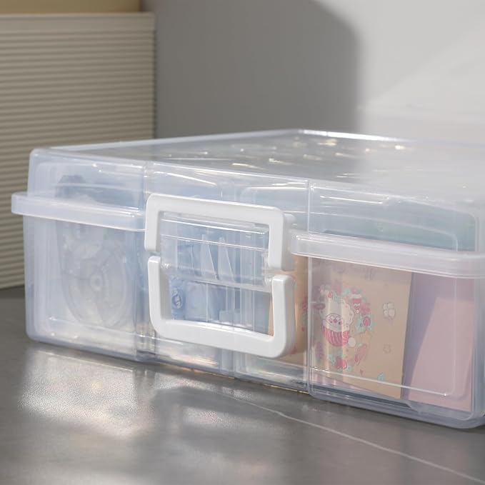 novelinks Transparent 4" x 6" Photo Cases and Clear Craft Keeper with Handle, 16 Inner Photo Organizers & Photo Storage Box, Plastic Photo Storage Containers (Clear) - Image 4