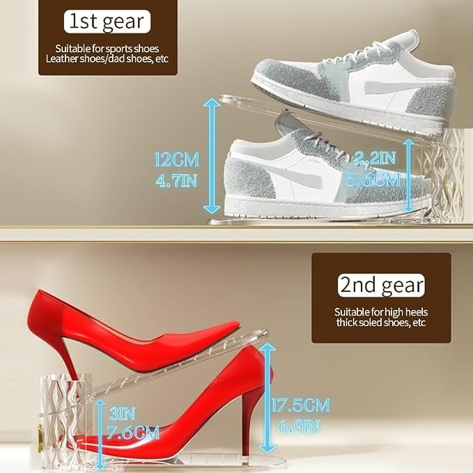 Shoe Slots Organizer, 15 Pack - Adjustable Shoe Stacker for Closet Storage, Clear Double Layer Space Saver, Durable and Stackable Shoe Holder for Sneakers Heels and Flat - Image 5