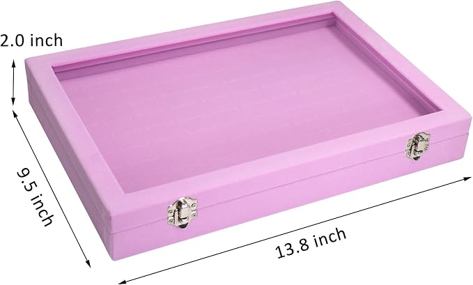 Vicoter Rings Organizer Tray 100 Slot Velvet Rings Earring Storage Box TranSparent Cover Jewelry Store Ring Display Box Jewelry Display Cabinet for Girl Wife Mother. - Image 2
