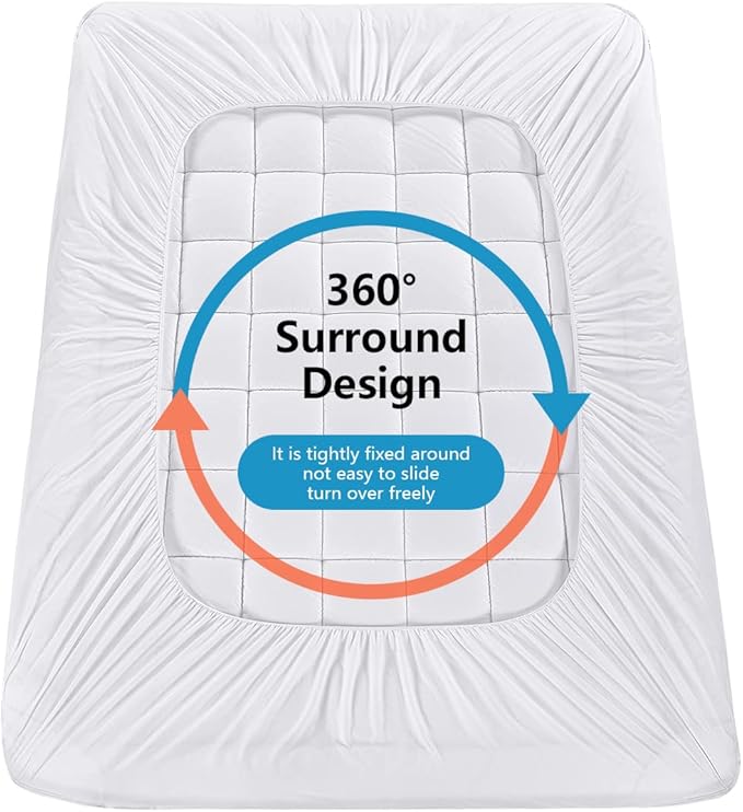 Cal King Mattress Pad Cover Cooling Mattress Topper Pillow Top with Down Alternative Fill (8-21”Fitted Deep Pocket California King Size)