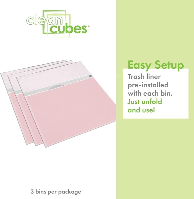 Clean Cubes 13 Gallon Disposable Pop-Up Trash Cans (3-Pack) with Fitted Bags – Foldable Garbage & Recycling Bins for Parties, Events & Kitchen (Pink, 17" H x 13.5" W x 10" D) - Image 3