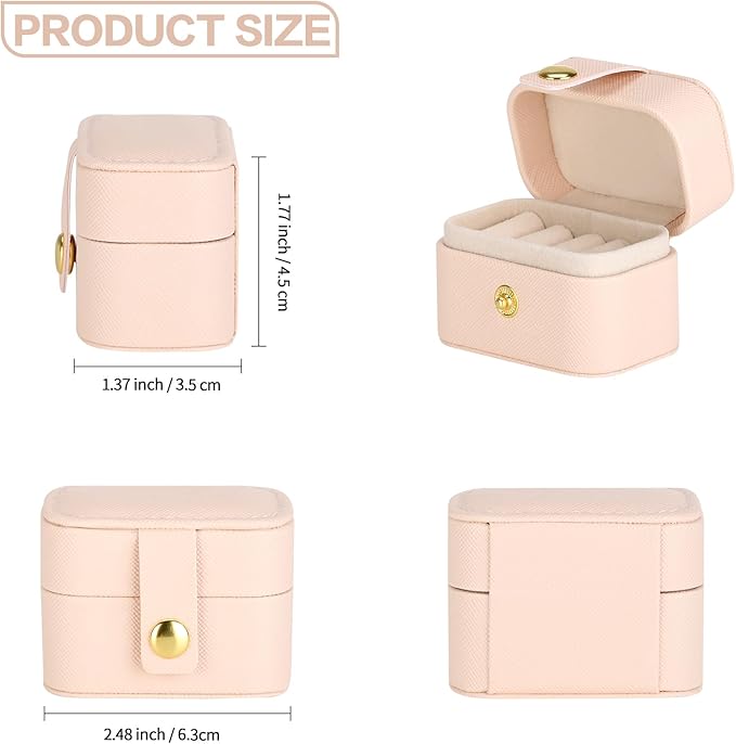 KUKUVR Small Travel Jewelry Box For Ring Stud Earring, Mini Jewelry Ring Holder for Multiple Rings, Portable Jewelry Storage Organizer Case (Pink) - Image 2