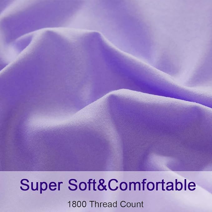 SONORO KATE Bed Sheet Set Super Soft Microfiber 1800 Thread Count Luxury Egyptian Sheets 16-Inch Deep Pocket，Wrinkle and Hypoallergenic-4 Piece (Lavender, Full)