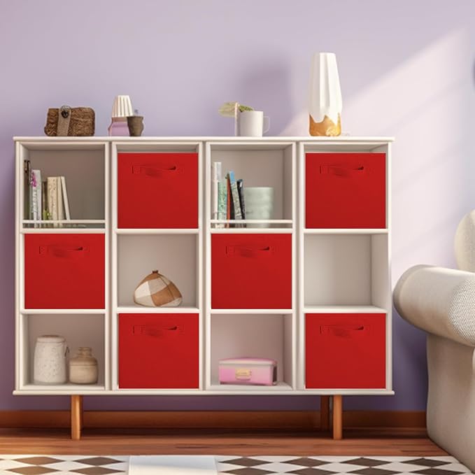 ShellKingdom Storage Bins, Foldable Fabric Storage Cubes and Cloth Storage Organizer Drawer for Closet and Toys Storage, 2 Pack (Red) - Image 3