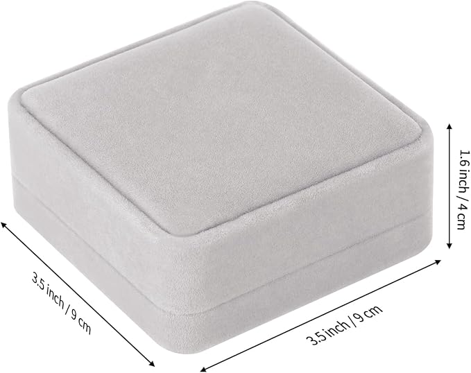 LETURE 4 Pieces Classic Velvet Bracelet Bangle Pendant Necklace Gift Box, Travel Jewelry Box Display Storage Case for Gift, Wedding, Engagement, Proposal, Birthday (4PCS Bracelet-GREY) - Image 2