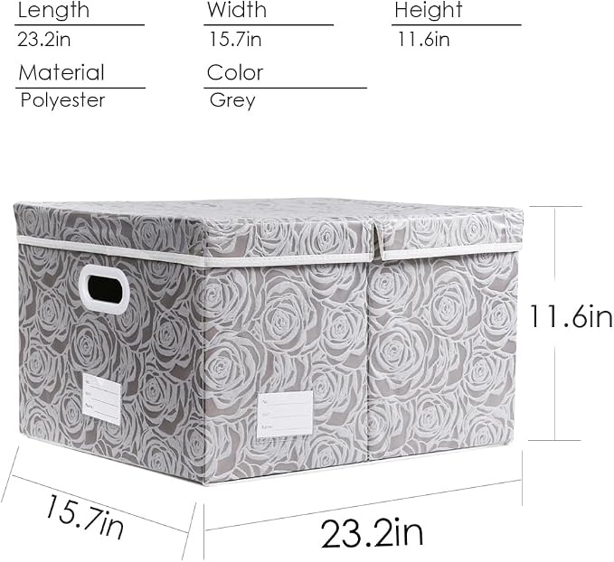 PRANDOM Jumbo Collapsible Storage Boxes with Lids Fabric Decorative Storage Bins Cubes Organizer Baskets with Cover Handles Divider for Bedroom Closet Living Room 23.2x15.7x11.6 Inch 3 Pack - Image 4