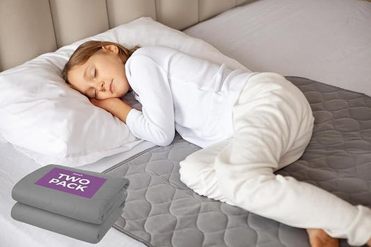 Lynmark® 2X Toddler Potty Training Bed Pads - Soft Waterproof Bedwetting Pee Protector Mat for Kids - Multi-Layer Non-Slip Washable Incontinence Mattress Sheet Absorbs Up to 2000ml - 33" x 27", Grey