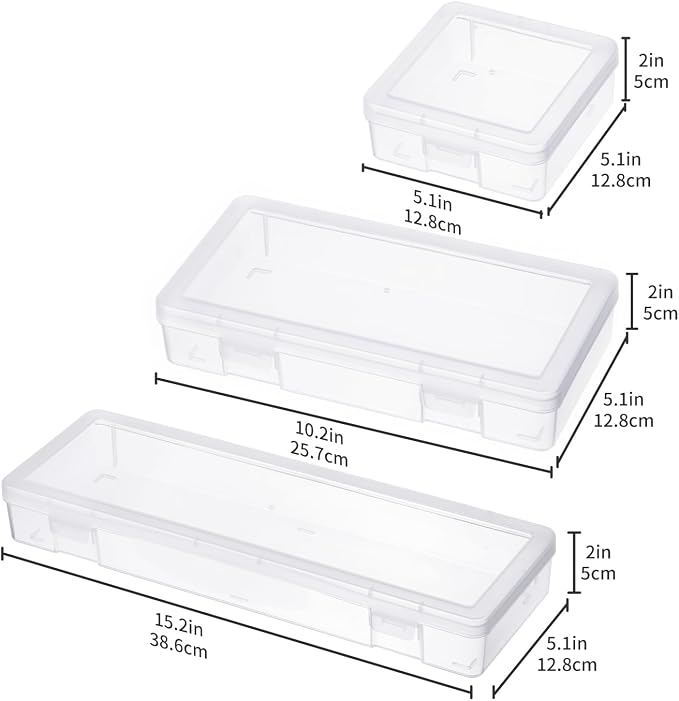 novelinks Plastic Clear Storage Containers for Organizing, Craft Storage Organizers and Stackable Storage Bins with Lids for Pencil Box, Bead, Cookie Cutter, Board Game (3 Small + 3 Medium + 3 Large) - Image 3