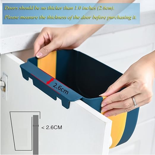 Hanging Folding Mini Trash Can for Kitchen Cabinet Door, Small Collapsible Garbage Bin Under Sink,Wall Mounted Folding Waste Bin- Mini Garbage Container for Cabinet/Bedroom/Bathroom (3L) (Black) - Image 5