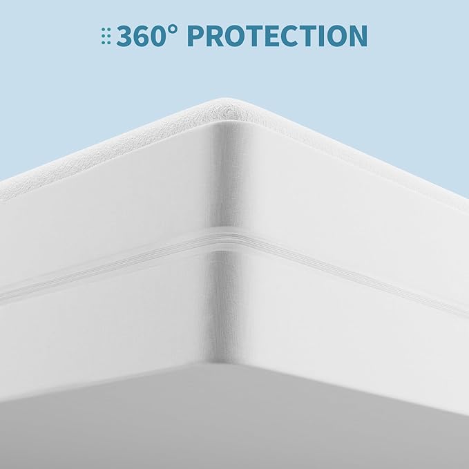 OhGeni 100% Waterproof Mattress Protector,Zippered Queen Size Mattress Encasement, Mattresses Pad, Premium Noiseless Breathable Soft Material, Mattresses Cover for Bed
