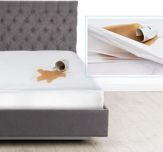 Nestl Premium Cotton Terry Mattress Protector – Soft and Waterproof Queen 14 Inch Deep Pocket Mattress Protector – Breathable & Noiseless Cover