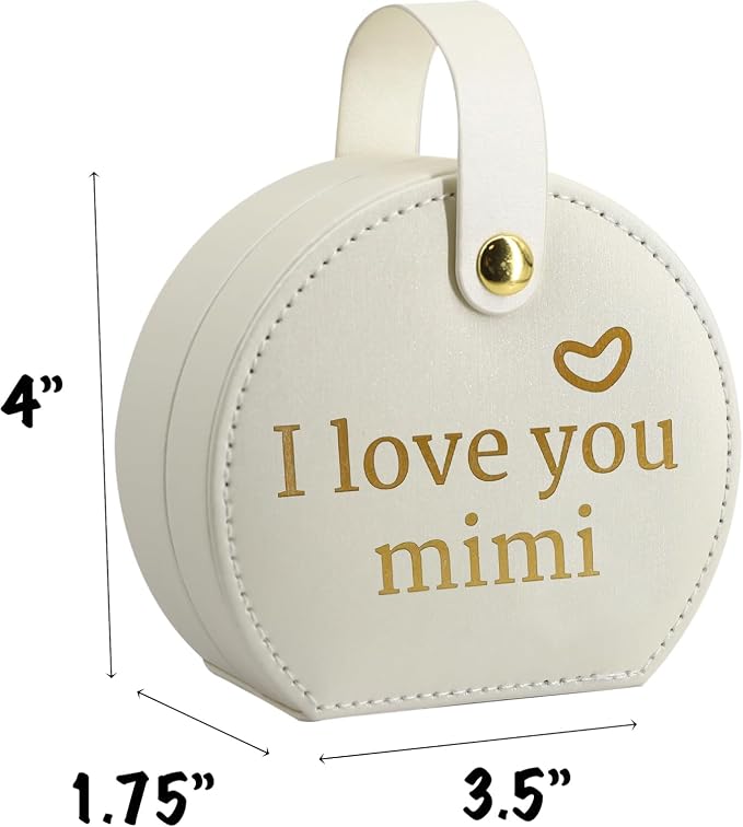 COLLECTIVE HOME - Travel Jewelry Case, Elegant Half-Moon Design with Heartfelt Message, Detachable Handle, Personalized Mother's Day Gift, Cherishing Special Moments (I love you mimi) - Image 2