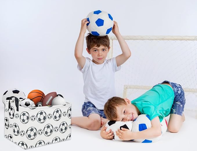 Rectangular Soccer Basket Kids Storage Bins Baby Boy Basket Kids Toy Storage Bin Organizer Box Boys Room Decor for Home(Soccer) - Image 2